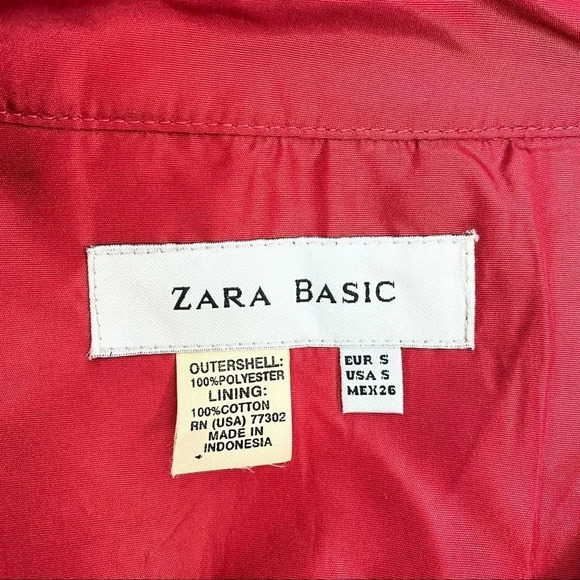 Zara Trench Coat Trench Jacket Belted Side Pockets Raspberry Pink Pleated Size S - Picture 9 of 9